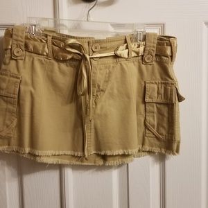 Steve & Barry tan miniskirt w/ satin belt